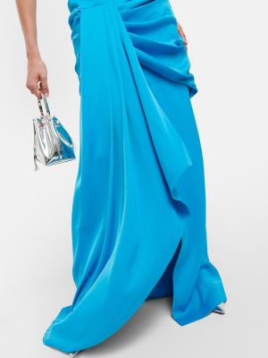 Satynowa sukienka długa Rasario niebieska