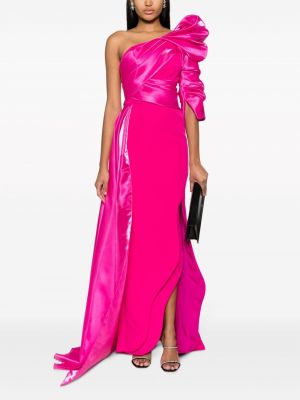 Drapiruotas asimetriškas vakarinė suknelė Gaby Charbachy rožinė