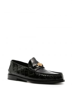 Loafers skórzane Versace czarne