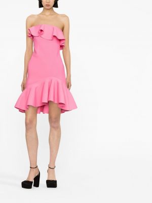 Koktejlové šaty s volány Alexander Mcqueen růžové