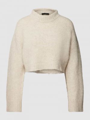 Dzianinowy sweter ze stójką Oui biały