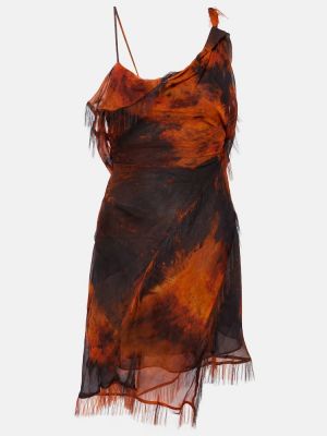 Šifonové šaty s potlačou Acne Studios oranžová
