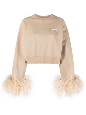 Medvilninis džemperis su plunksnomis Prada smėlinė