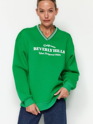 Megztas fliso džemperis Trendyol žalia