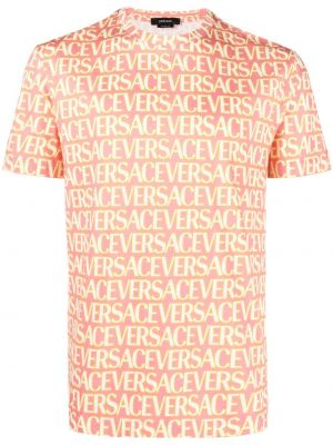 Тениска с принт Versace розово