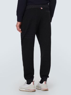 Jedwabne spodnie sportowe bawełniane Thom Browne czarne