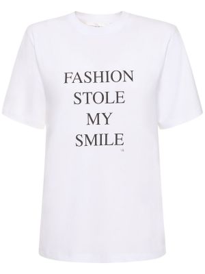 Bavlnené tričko s potlačou Victoria Beckham biela