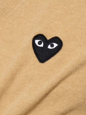 Vlnený sveter s výstrihom do v Comme Des Garçons Play béžová