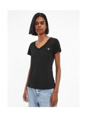 T-shirt slim à col v Calvin Klein Jeans noir