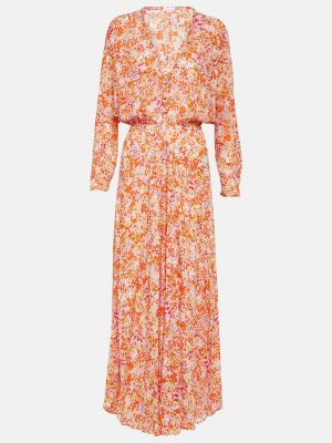 Платье миди в цветочек с принтом Poupette St Barth розовое