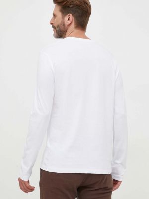 Bavlněné tričko s dlouhým rukávem s potiskem s dlouhými rukávy Armani Exchange bílé