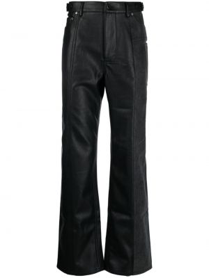 Kožené rovné kalhoty Feng Chen Wang černé