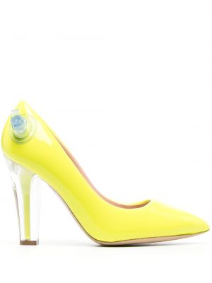 Кожени полуотворени обувки Moschino жълто