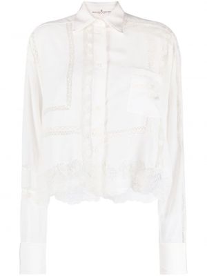 Nėriniuota šilkinė marškiniai Ermanno Scervino balta