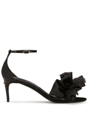Sandales en cuir à volants Dolce & Gabbana noir