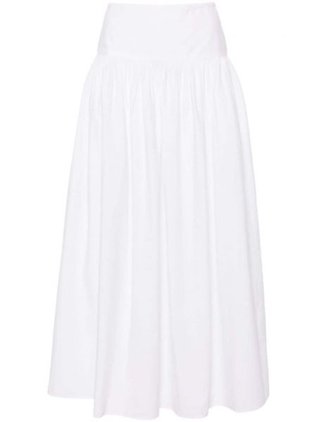 Βαμβακερή φούστα τραπέζιο The Row λευκό