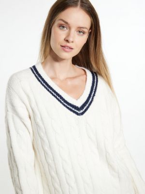 Памучен пуловер Dreimaster Maritim бяло