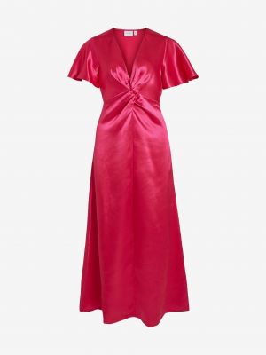 Saténové šaty Vila růžové