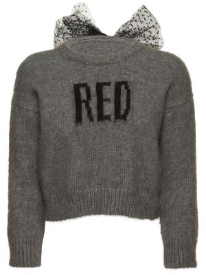 Mohérový svetr s mašlí Red Valentino šedý