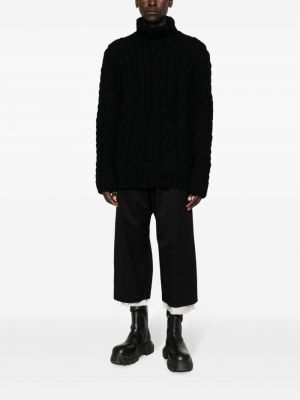 Pull en tricot à col montant Yohji Yamamoto noir