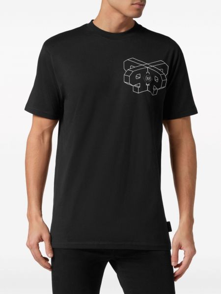 Bavlněné tričko s potiskem Philipp Plein černé