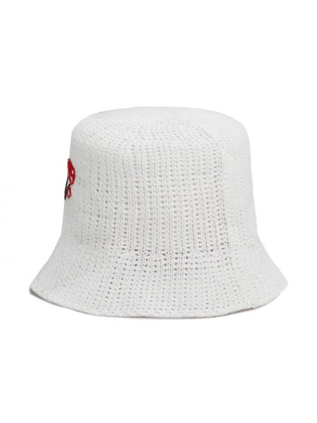 Haftowany kapelusz bawełniany Marni biały