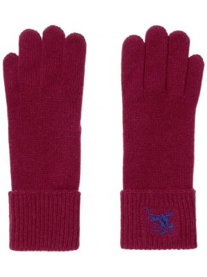 Γάντια με κέντημα κασμιρένια Burberry κόκκινο