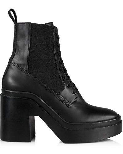 Кружевные кожаные ботинки на шнуровке Clergerie, черные