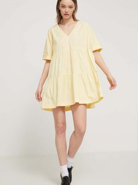 Sukienka mini bawełniana Tommy Jeans żółta