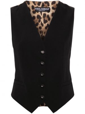 Vilnas veste ar apdruku ar leoparda rakstu Dolce & Gabbana melns