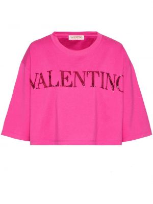 Majica s cekini Valentino Garavani roza