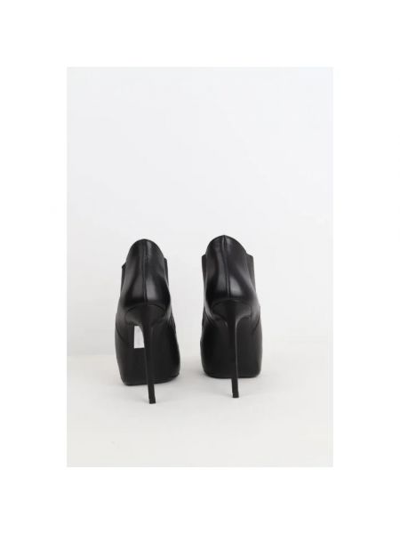 Botki skórzane na obcasie Yves Saint Laurent Vintage czarne
