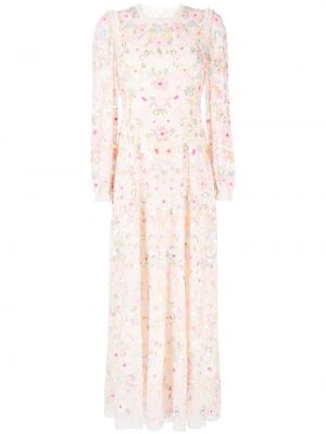 Květinové večerní šaty Needle & Thread růžové