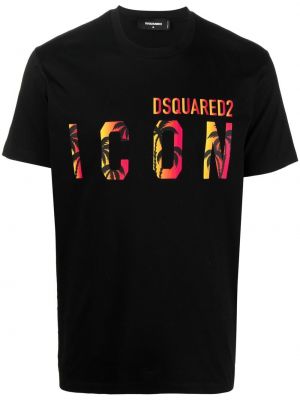 Тениска с принт в тропически десен Dsquared2 черно