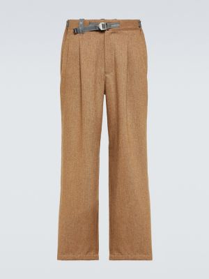 Pantaloni di lana baggy in tweed And Wander beige