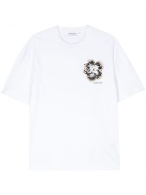 Květinové tričko Calvin Klein bílé