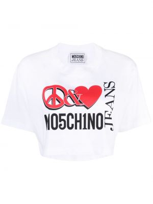 Bavlnené tričko s potlačou Moschino Jeans biela