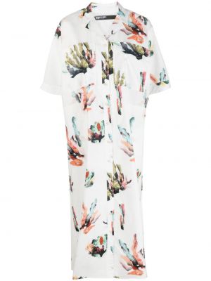 Midi šaty s potiskem s abstraktním vzorem Bimba Y Lola bílé