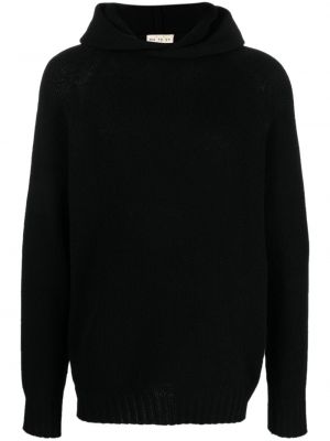 Μάλλινος πουλόβερ με κουκούλα Ma'ry'ya μαύρο
