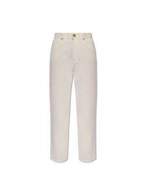 Straight leg jeans a vita alta Balmain bianco