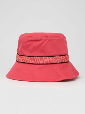 Памучна шапка с козирки Tommy Jeans розово