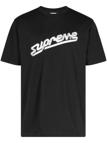 Raštuotas medvilninis marškinėliai Supreme juoda