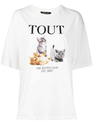 Koszulka bawełniana z nadrukiem z dżerseju Tout A Coup biała
