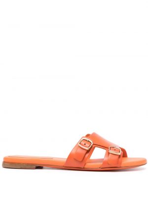 Pantofi din piele cu cataramă Santoni portocaliu