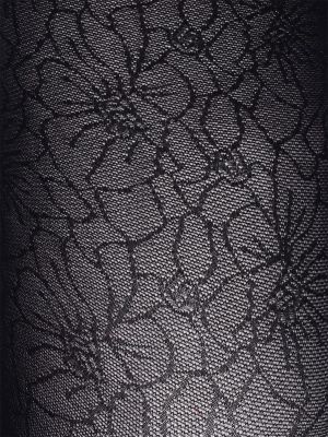 Мрежести чорапогащи на цветя с дантела Wolford черно