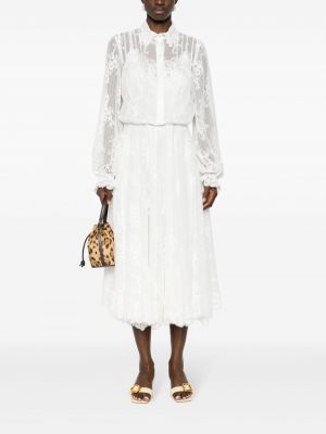 Nėriniuotas gėlėtas midi suknele Ermanno Scervino balta