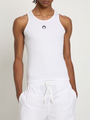 Camiseta sin mangas de algodón Marine Serre blanco