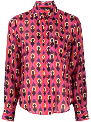 Μεταξωτό πουκάμισο με σχέδιο Seventy ροζ
