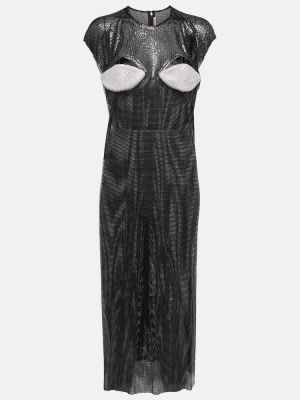 Křišťálové midi šaty Christopher Kane černé