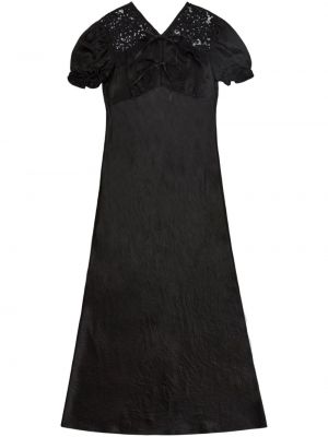 Satynowa sukienka midi w kwiatki koronkowa Jason Wu czarna
